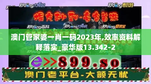 澳门管家婆一肖一码2023年,效率资料解释落实_豪华版13.342-2