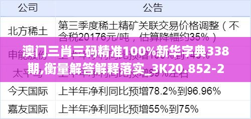 澳门三肖三码精准100%新华字典338期,衡量解答解释落实_3K20.852-2