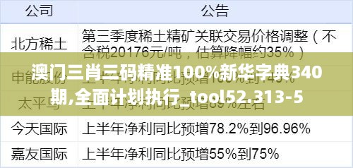 澳门三肖三码精准100%新华字典340期,全面计划执行_tool52.313-5