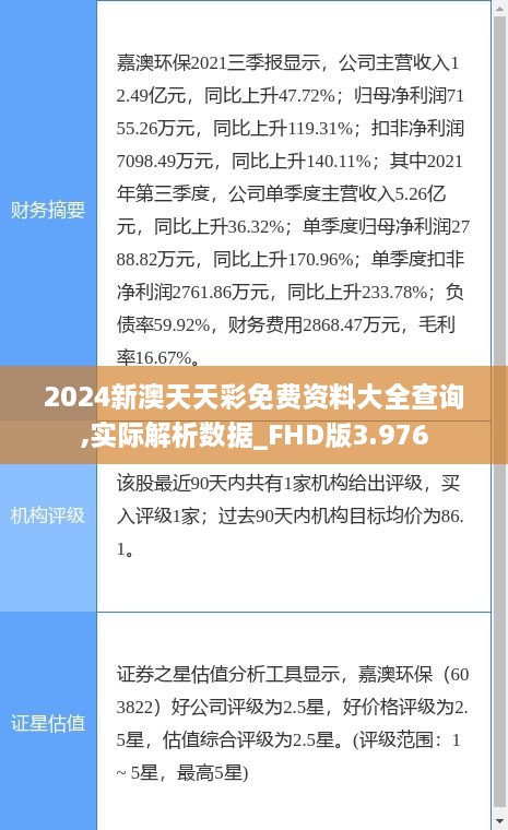 2024新澳天天彩免费资料大全查询,实际解析数据_FHD版3.976