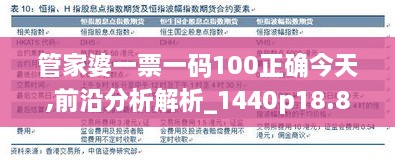 管家婆一票一码100正确今天,前沿分析解析_1440p18.837