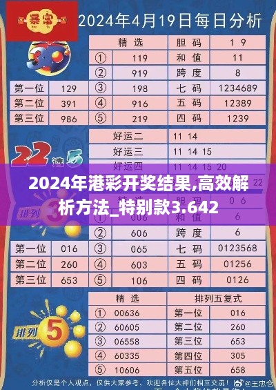 2024年港彩开奖结果,高效解析方法_特别款3.642