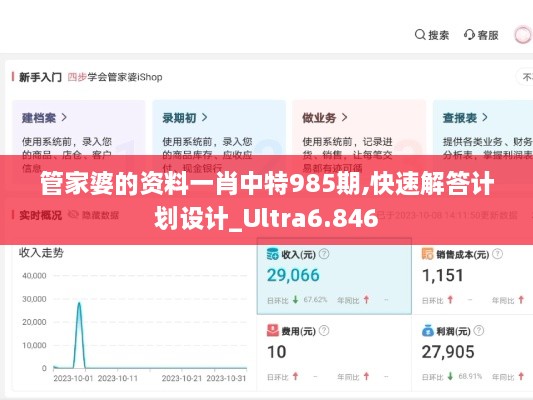 管家婆的资料一肖中特985期,快速解答计划设计_Ultra6.846