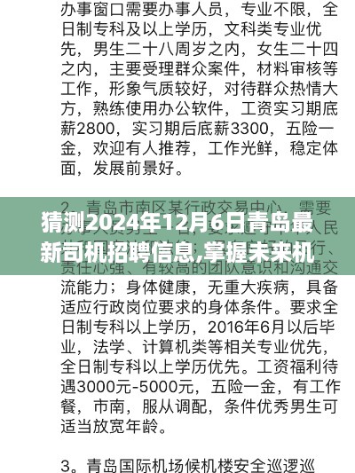 2024年青岛最新司机招聘信息全攻略，掌握未来机遇，提前了解职业发展动向