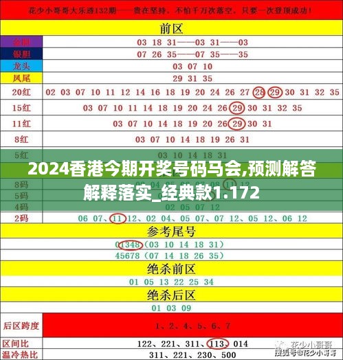 2024香港今期开奖号码马会,预测解答解释落实_经典款1.172