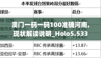 澳门一码一码100准确河南,现状解读说明_Holo5.533