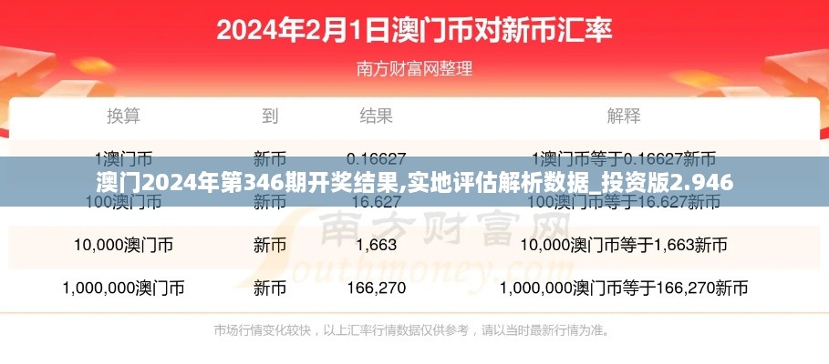 澳门2024年第346期开奖结果,实地评估解析数据_投资版2.946