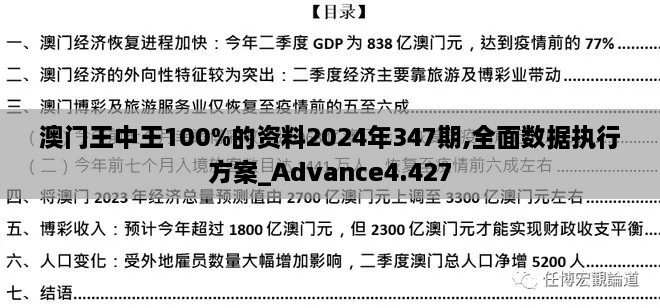 澳门王中王100%的资料2024年347期,全面数据执行方案_Advance4.427