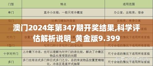 澳门2024年第347期开奖结果,科学评估解析说明_黄金版9.399