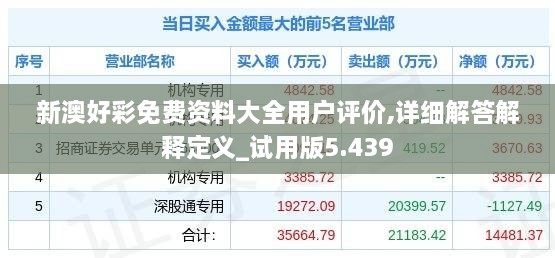 新澳好彩免费资料大全用户评价,详细解答解释定义_试用版5.439