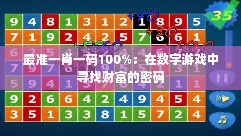 最准一肖一码100%：在数字游戏中寻找财富的密码