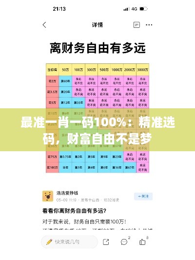 最准一肖一码100%：精准选码，财富自由不是梦