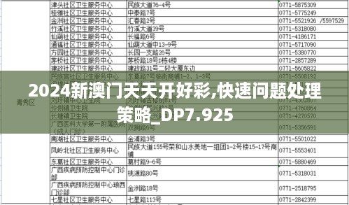 2024新澳门天天开好彩,快速问题处理策略_DP7.925