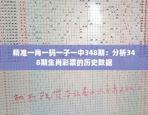 精准一肖一码一子一中348期：分析348期生肖彩票的历史数据