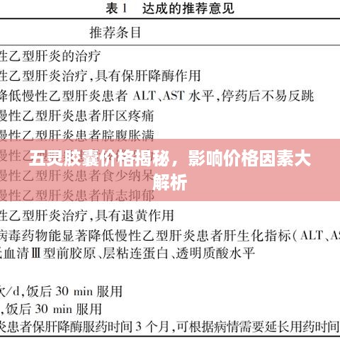 五灵胶囊价格揭秘，影响价格因素大解析