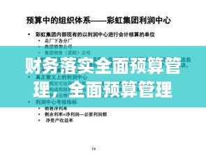 财务落实全面预算管理，全面预算管理工作汇报 