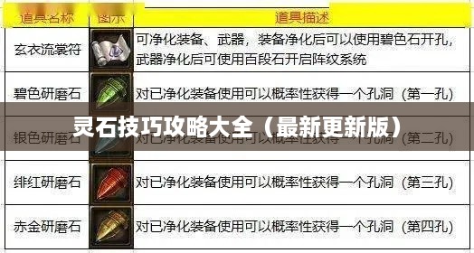 灵石技巧攻略大全（最新更新版）