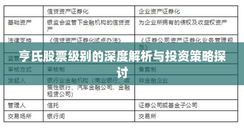 亨氏股票级别的深度解析与投资策略探讨